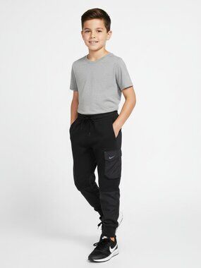 Nike Kids' Mixed Media Cargo Joggers NWOT Black Med